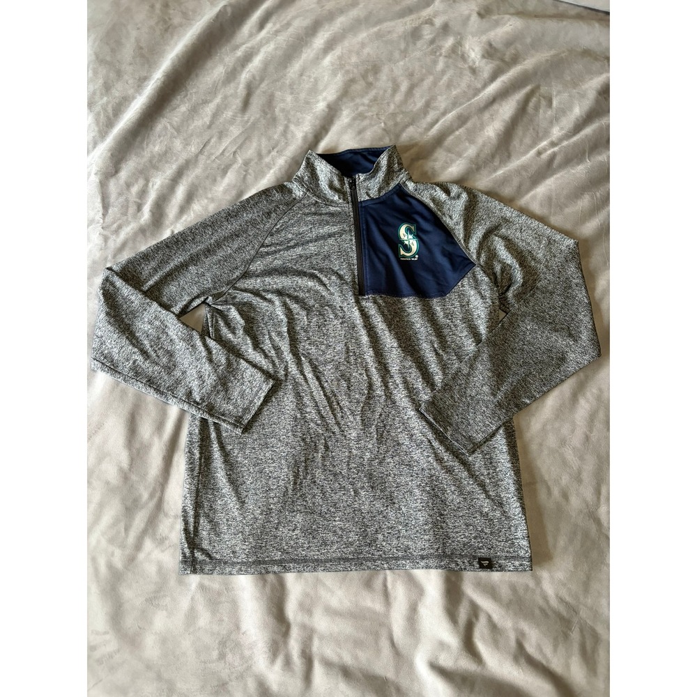 Fanatics Seattle Mariners Mens Large Grey Heather Quarter Zip Pullover MLB Top